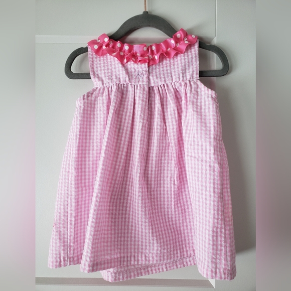 Rare Editions Baby Girl Size 6-9 Months Pink & White Dress with Matching Bloomer - Picture 2 of 4